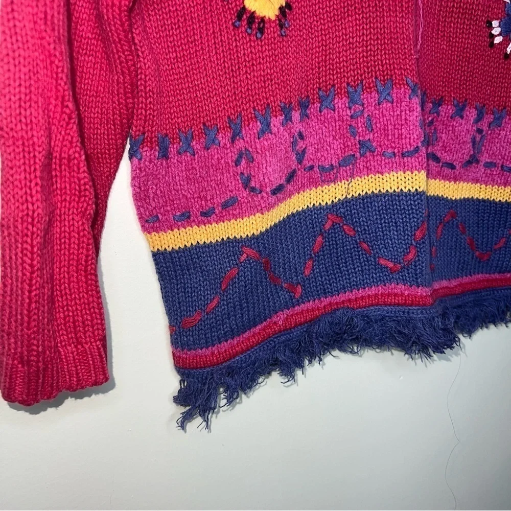 Vintage Esprit Kids Knit Fringe Hem Sweater Size Medium